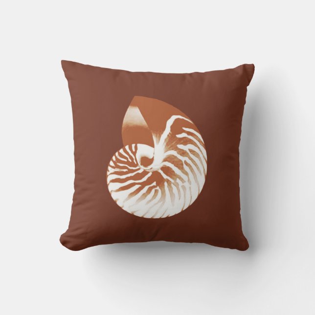 Nautilusschelp - cacaobruin en wit kussen (Voorkant)