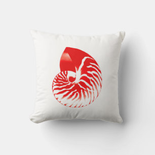 Nautilusschelp - donkerrood en wit kussen