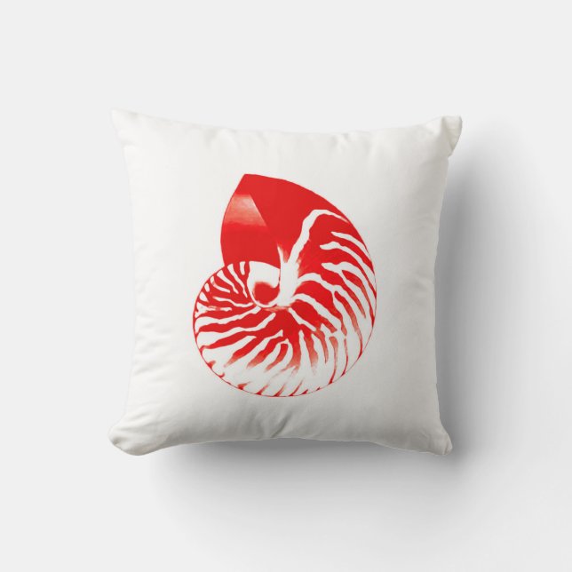 Nautilusschelp - donkerrood en wit kussen (Voorkant)