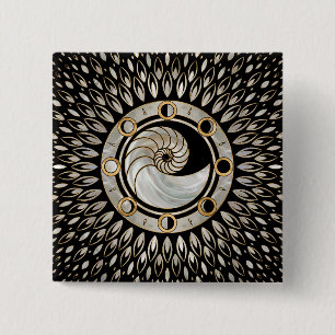 Nautilusschelp - Fasen van de maan Vierkante Button 5,1 Cm