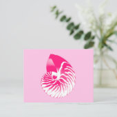 Nautilusschelp - fuchsia roze en wit briefkaart (Staand voorkant)