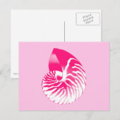 Nautilusschelp - fuchsia roze en wit briefkaart (Voorkant / Achterkant)