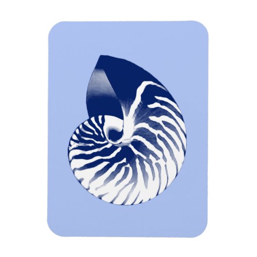 Nautilusschelp - marine, wit & lichtblauw magneet (Verticaal)