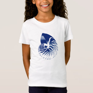Nautilusschelp - marineblauw en wit t-shirt