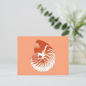 Nautilusschelp - terracotta en wit briefkaart (Staand voorkant)