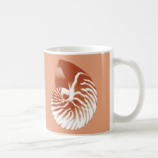Nautilusschelp - terracotta en wit koffiemok (Rechts)