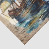 Nautis Oceaanschip in waterverf Tissuepapier (Detail)