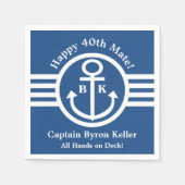 Nautisch 40e verjaardagsfeest voor kapitein of stu servetten (Voorkant)