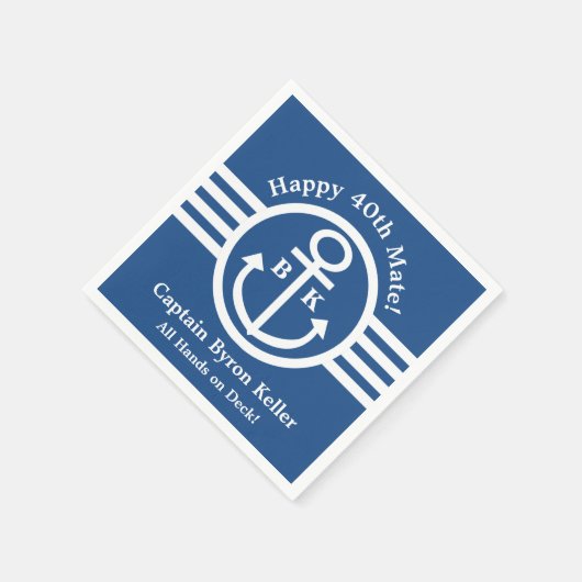 Nautisch 40e verjaardagsfeest voor kapitein of stu servetten (Hoek)