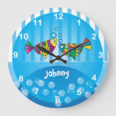 Nautisch Abstract kleurrijk visontwerp Grote Klok (Voorkant)