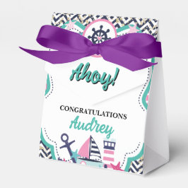 Nautisch Ahoy Baby Shower 3"w x 1.5"l x 3.25"h Bedankdoosjes