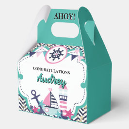 Nautisch Ahoy Baby Shower 4.5"w x 2.75"l x 5.5"h Bedankdoosjes