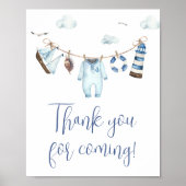 Nautisch Ahoy Baby shower Dankjewel Kaart Poster (Voorkant)