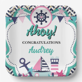Nautisch Ahoy Baby Shower Papieren Bordje