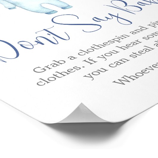 Nautisch Ahoy Baby shower Zeg geen Baby Poster (Hoek)