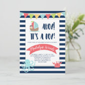 Nautisch Ahoy! Het is een jongen! Baby Shower Kaart (Staand voorkant)