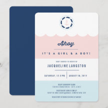 Nautisch Ahoy Meisje Jongen Tweeling Baby Shower U