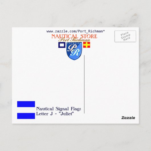 Nautisch alfabet vlag Signal Letter J Briefkaart (Achterkant)