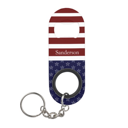 Nautisch-Amerikaanse vlag Rood-blauwe Starfish Cr Mini Flessenopener (Voorkant)