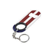 Nautisch-Amerikaanse vlag Rood-blauwe Starfish Cr Mini Flessenopener (Achterkant Gekanteld)