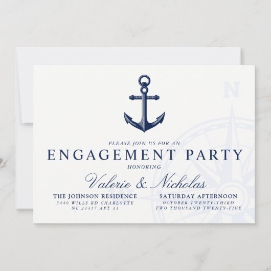 Nautisch | Anchor Engagement Party Kaart (Voorkant)