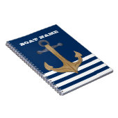 Nautisch, Anchor Navy Blue Striped Notitieboek (Rechterzijde)