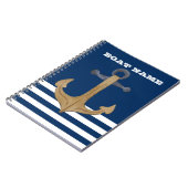 Nautisch, Anchor Navy Blue Striped Notitieboek (Linkerzijde)
