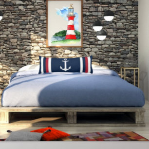 Nautisch Anchor Red, White en Blue Body Pillow Lichaamskussen