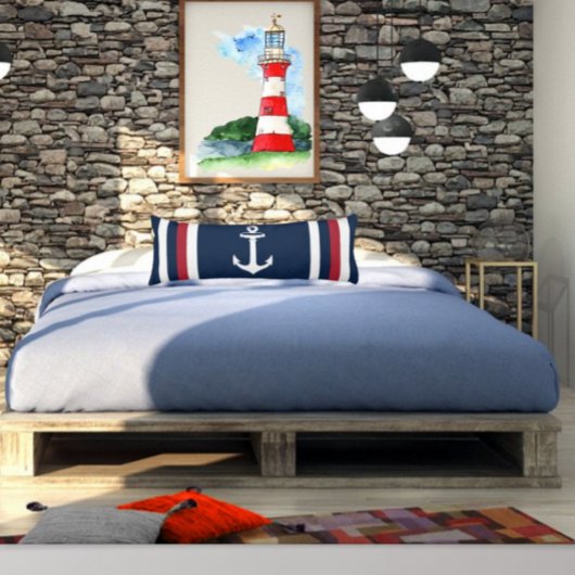 Nautisch Anchor Red, White en Blue Body Pillow Lichaamskussen