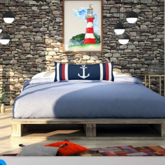 Nautisch Anchor Red, White en Blue Body Pillow Lichaamskussen