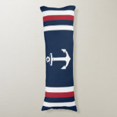 Nautisch Anchor Red, White en Blue Body Pillow Lichaamskussen (Voorkant Verticaal)