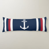Nautisch Anchor Red, White en Blue Body Pillow Lichaamskussen (Voorkant)