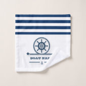 Nautisch, Anchor, Rope Navy Blue Stripes Bad Handdoek (Wasdoekje)