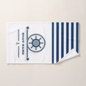 Nautisch, Anchor, Rope Navy Blue Stripes Bad Handdoek (Handdoek)
