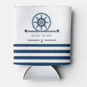 Nautisch, Anchor, Rope Navy Blue Stripes Blikjeskoeler (Voorkant)
