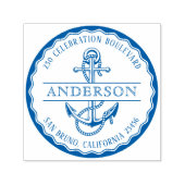 Nautisch Anchor Round familienaam & Return-adres Zelfinktende Stempel (Design)