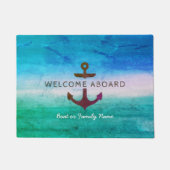 Nautisch Anchor WELCOME AAN BOARD Tropisch strand Deurmat (Voorkant)