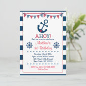 Nautisch anker 1e verjaardag kaart (Staand voorkant)