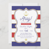 Nautisch anker 4 juli Rood Blauw Goud Baby shower Kaart (Voorkant)