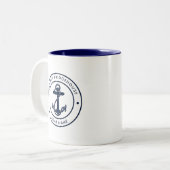 Nautisch Anker Aangepaste Boot en Naam van de Kapi Tweekleurige Koffiemok (Voorkant links)