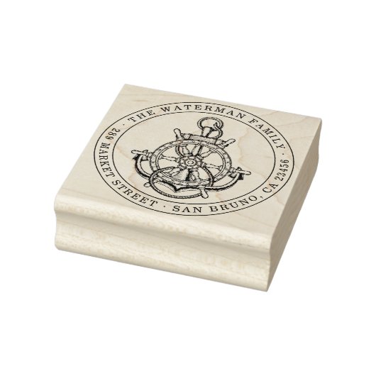 Nautisch anker aangepaste familienaam & retouradre rubberstempel (Stempel)
