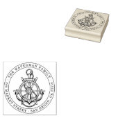 Nautisch anker aangepaste familienaam & retouradre rubberstempel (Gestempeld)