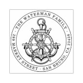 Nautisch anker aangepaste familienaam & retouradre rubberstempel (Afrduk)