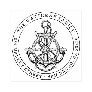 Nautisch anker aangepaste familienaam & retouradre rubberstempel
