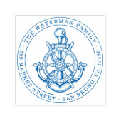 Nautisch anker aangepaste familienaam & retouradre  zelfinktende stempel (Design)