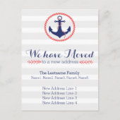 Nautisch anker adreswijziging aankondigingskaart (Voorkant)