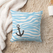 Nautisch anker; Baby Blue Zebra Animal Print Kussen (Deken)