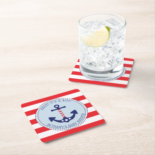 Nautisch Anker Baby shower Boy Patriottisch Kartonnen Onderzetters (Insitu)