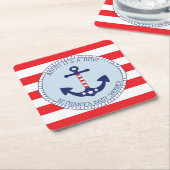 Nautisch Anker Baby shower Boy Patriottisch Kartonnen Onderzetters (Schuin)