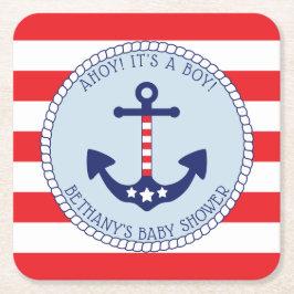 Nautisch Anker Baby shower Boy Patriottisch Kartonnen Onderzetters
